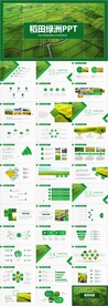 水稻农田绿洲大米PPT模板农业