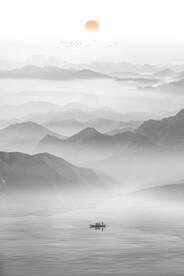 中式水墨山水画背景墙