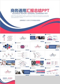 红蓝商务通用汇报工作总结PPT