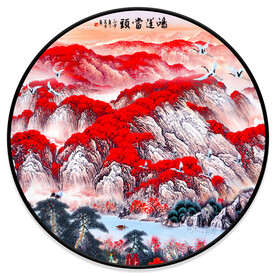 圆形鸿运当头山水画