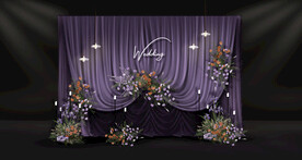 紫色婚礼迎宾区