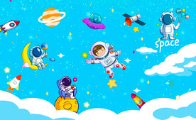 卡通星空儿童房宇航员