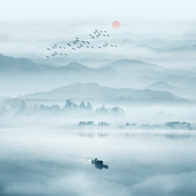 意境水墨山水画