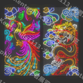 矢量龙凤灯饰画