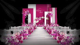 玫红色婚礼仪式区