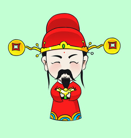手绘财神爷 