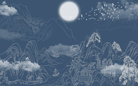 新中式国画线条背景墙