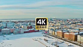 北欧冬季城市建筑群美景