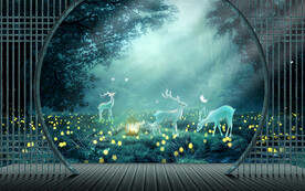 麋鹿梦幻背景设计