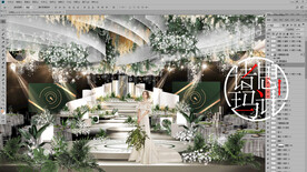 白绿色小清新婚礼场布设计