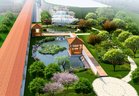 公园园林绿化景观设计案例鸟瞰图