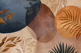 暖灰色抽象树叶地毯