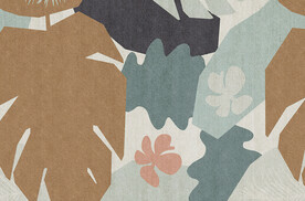 抽象色块叶子地毯图案