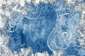 蓝色抽象树叶地毯