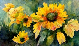 北欧风向日葵花卉挂画装饰画