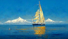 大海金色帆船装饰画