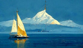 大海金色帆船装饰画