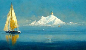 大海金色帆船装饰画