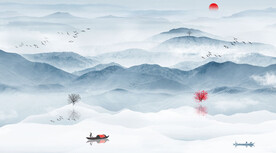 新中式水墨山水客厅办公室挂画