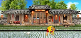 复古怀旧农家小院背景墙壁画