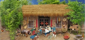 复古80后90后农村民居背景墙