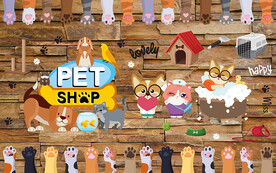 可爱小猫小狗宠物店工装背景墙