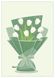 矢量白色郁金香花束