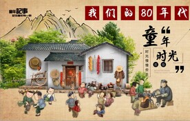 复古怀旧童年时光餐饮背景墙