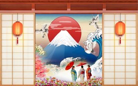 日本料理餐饮背景墙壁画