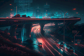 赛博朋克风格城市插画壁纸