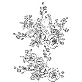 可爱花枝玫瑰天使线稿唯美手绘