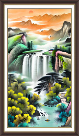 旭日东升山水画