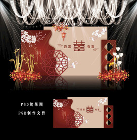 红色中式婚礼背景