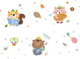 卡通松鼠 小猫 熊