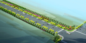 道路绿化鸟瞰效果图