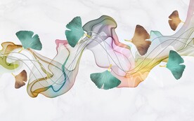 银杏叶抽象线条背景墙