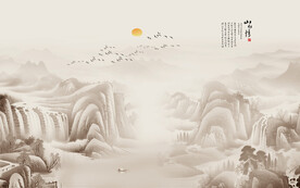 中式餐厅花鸟画背景墙