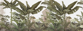 高清手绘芭蕉树背景墙