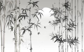 新中式水墨竹林风景背景墙壁画