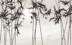 新中式水墨竹林风景背景墙壁画