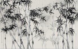 新中式水墨竹林风景背景墙壁画