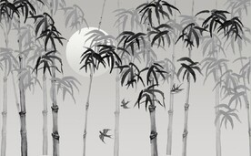 新中式水墨竹林风景背景墙壁画