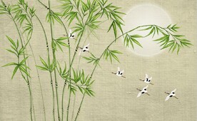 新中式仿古山水竹林背景墙壁画