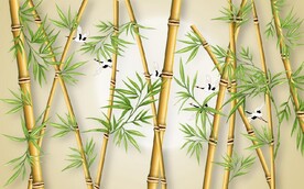 新中式绿竹山水风景背景墙壁画