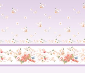 汉服紫色渐变大红花兔子