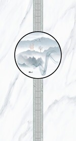 灰白根大理石玄关背景墙 山水画
