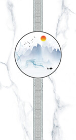 灰白根大理石玄关背景墙 山水画