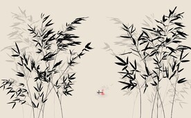 新中式水墨竹林风景背景墙壁画