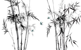 新中式水墨竹林风景背景墙壁画