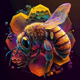 蜂巢和蜜蜂特写高清